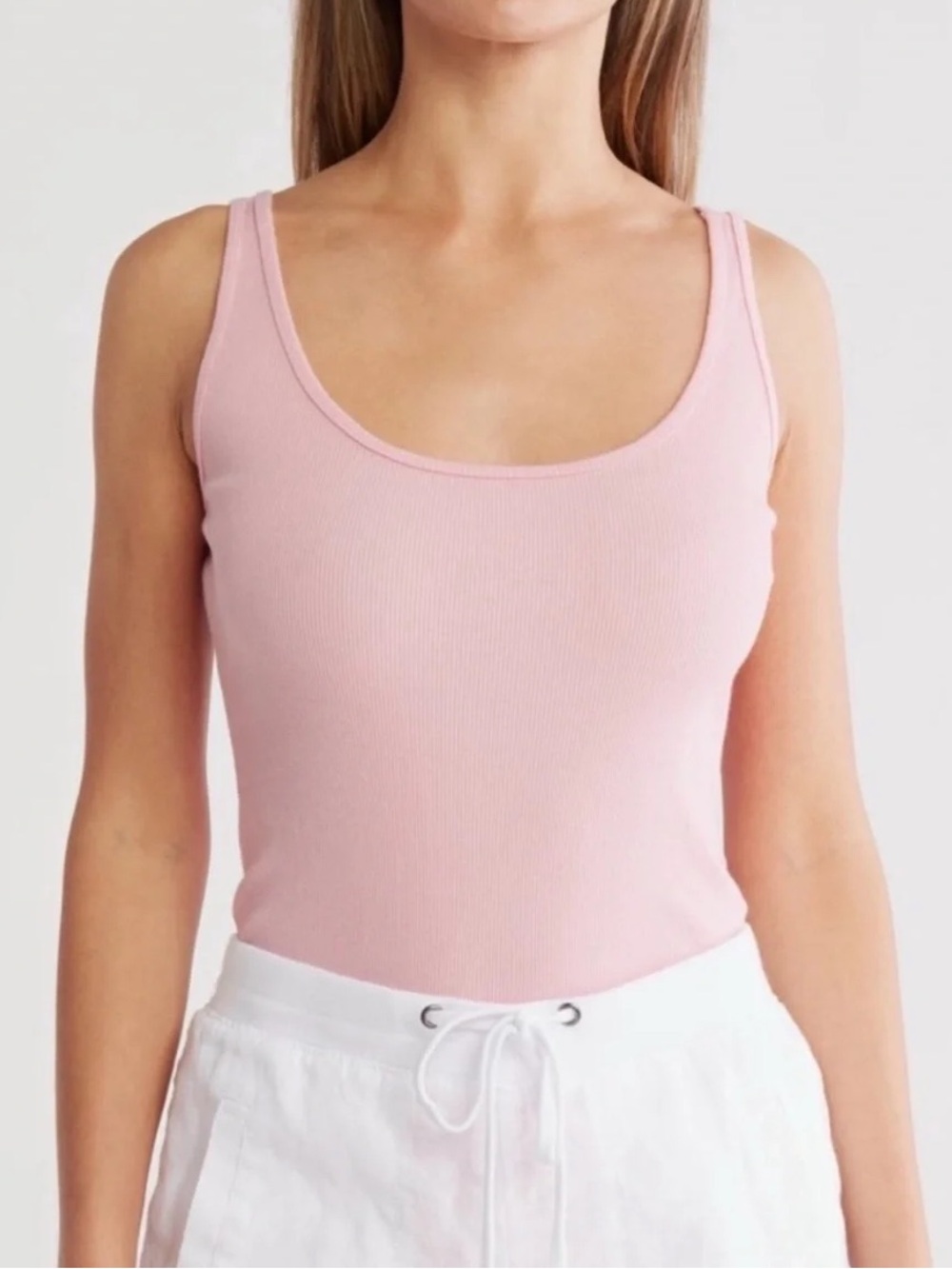 James Perse Daily Long Tank Top Light Pink Cotton Scoop Neck Causal M